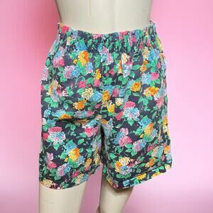 VINTAGE 80s Floral Bermuda Shorts Size 6 High Rise Denim Cottage Coquette Skater